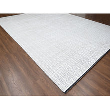 Load image into Gallery viewer, 14&#39;2&quot;x18&#39; Lexicon White With Carbon Black, 100% Wool, Hand Loomed, Modern Textured And Roman Tile Design, Oversized Oriental Rug FWR507528