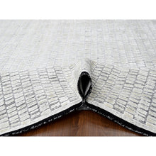 Load image into Gallery viewer, 14&#39;2&quot;x18&#39; Lexicon White With Carbon Black, 100% Wool, Hand Loomed, Modern Textured And Roman Tile Design, Oversized Oriental Rug FWR507528