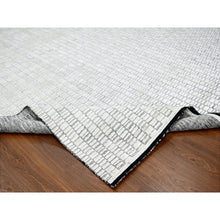 Load image into Gallery viewer, 14&#39;2&quot;x18&#39; Lexicon White With Carbon Black, 100% Wool, Hand Loomed, Modern Textured And Roman Tile Design, Oversized Oriental Rug FWR507528