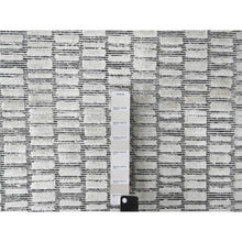 Load image into Gallery viewer, 14&#39;2&quot;x18&#39; Lexicon White With Carbon Black, 100% Wool, Hand Loomed, Modern Textured And Roman Tile Design, Oversized Oriental Rug FWR507528