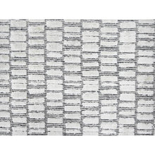 Load image into Gallery viewer, 14&#39;2&quot;x18&#39; Lexicon White With Carbon Black, 100% Wool, Hand Loomed, Modern Textured And Roman Tile Design, Oversized Oriental Rug FWR507528