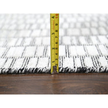 Load image into Gallery viewer, 14&#39;2&quot;x18&#39; Lexicon White With Carbon Black, 100% Wool, Hand Loomed, Modern Textured And Roman Tile Design, Oversized Oriental Rug FWR507528