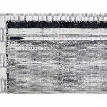 Load image into Gallery viewer, 14&#39;2&quot;x18&#39; Lexicon White With Carbon Black, 100% Wool, Hand Loomed, Modern Textured And Roman Tile Design, Oversized Oriental Rug FWR507528