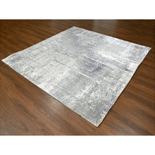 Load image into Gallery viewer, 8&#39;1&quot;x7&#39;9&quot; Nevada Gray, Abstract With Mosaic Design, Wool And Silk, Hand Knotted, Vegetable Dyes, Persian Knot, Dense Weave, Square Oriental Rug FWR507534