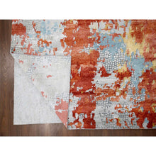 Load image into Gallery viewer, 12&#39;x17&#39;10&quot; Gainsboro with Rust Red, Abstract With Fire Mosaic Design, Hand Knotted, Persian Knot, Wool And Silk, Oversized Oriental Rug FWR507546