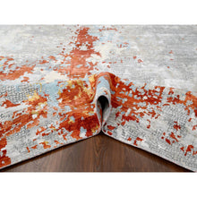 Load image into Gallery viewer, 12&#39;x17&#39;10&quot; Gainsboro with Rust Red, Abstract With Fire Mosaic Design, Hand Knotted, Persian Knot, Wool And Silk, Oversized Oriental Rug FWR507546