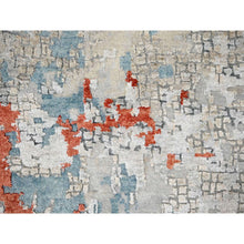 Load image into Gallery viewer, 12&#39;x17&#39;10&quot; Gainsboro With Rust Red, Abstract With Fire Mosaic Design, Hand Knotted, Persian Knot, Wool And Silk, Oversized Oriental Rug FWR507546
