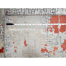 Load image into Gallery viewer, 12&#39;x17&#39;10&quot; Gainsboro with Rust Red, Abstract With Fire Mosaic Design, Hand Knotted, Persian Knot, Wool And Silk, Oversized Oriental Rug FWR507546