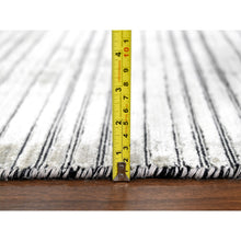 Load image into Gallery viewer, 14&#39;x16&#39;2&quot; Taupe with Pastel Black, Modern Textured and Variegated Line Design, Hand Loomed, 100% wool, Oversized Oriental Rug FWR507552