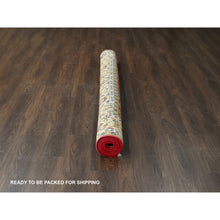 Load image into Gallery viewer, 8&#39;x8&#39; Fire Brick Red And Buttery Brown, Hand Knotted, Pure Wool, Karajeh Design, Square, Soft To The Touch Pile, Oriental Rug FWR507558