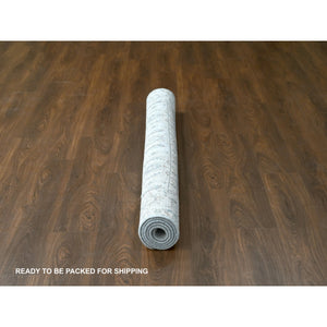 6'2"x6'1" Blue Gray, Natural Wool, Karajeh and Geometric Design, Hand Knotted, Square Oriental Rug FWR507564