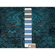 Load image into Gallery viewer, 2&#39;x3&#39; Teal Overdyed, Vintage Persian Bakhtiar, Stone Washed, 100% Wool, Hand Knotted, Sheared Low, Zero Pile, Sides and Ends Professionally Secured, Mat, Oriental Rug 45 FWR5070