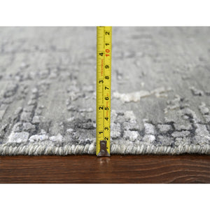 5'10"x5'9" Stone Eagle and Lava Gray, Densely Woven, Persian Knot, Abstract with Mosaic Design, Wool and Silk, Hand Knotted, Square Oriental Rug FWR507630