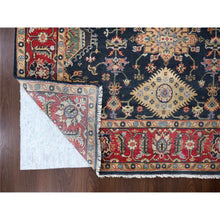 Load image into Gallery viewer, 6&#39;x9&#39; Retro Black And Cardinal Red, Natural Wool, Vegetable Dyes, Hand Knotted, Karajeh Design With Tribal Medallions, Oriental Rug FWR507666