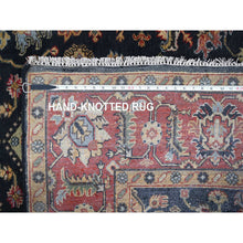 Load image into Gallery viewer, 6&#39;x9&#39; Retro Black And Cardinal Red, Natural Wool, Vegetable Dyes, Hand Knotted, Karajeh Design With Tribal Medallions, Oriental Rug FWR507666