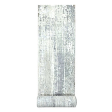 Load image into Gallery viewer, 2&#39;5&quot;x18&#39; Rustic and Lava Gray, Wool and Silk, Hand Knotted, Dense Weave, Persian Knot, Abstract with Mosaic Design, XL Runner Oriental Rug FWR507690