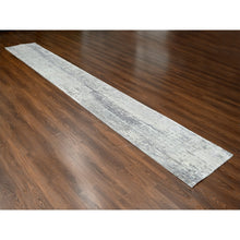 Load image into Gallery viewer, 2&#39;5&quot;x18&#39; Rustic and Lava Gray, Wool and Silk, Hand Knotted, Dense Weave, Persian Knot, Abstract with Mosaic Design, XL Runner Oriental Rug FWR507690