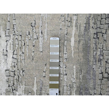 Load image into Gallery viewer, 2&#39;5&quot;x18&#39; Rustic and Lava Gray, Wool and Silk, Hand Knotted, Dense Weave, Persian Knot, Abstract with Mosaic Design, XL Runner Oriental Rug FWR507690