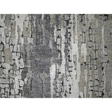 Load image into Gallery viewer, 2&#39;5&quot;x18&#39; Rustic and Lava Gray, Wool and Silk, Hand Knotted, Dense Weave, Persian Knot, Abstract with Mosaic Design, XL Runner Oriental Rug FWR507690