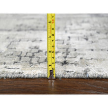 Load image into Gallery viewer, 2&#39;5&quot;x18&#39; Rustic and Lava Gray, Wool and Silk, Hand Knotted, Dense Weave, Persian Knot, Abstract with Mosaic Design, XL Runner Oriental Rug FWR507690