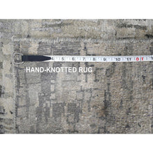 Load image into Gallery viewer, 2&#39;5&quot;x18&#39; Rustic and Lava Gray, Wool and Silk, Hand Knotted, Dense Weave, Persian Knot, Abstract with Mosaic Design, XL Runner Oriental Rug FWR507690