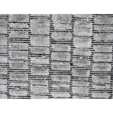 Load image into Gallery viewer, 2&#39;x3&#39; Oxford Gray, 100% Wool, Modern Textured And Variegated Line Design, Hand Loomed, Mat Oriental Rug FWR507702