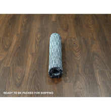 Load image into Gallery viewer, 2&#39;x3&#39; Oxford Gray, 100% Wool, Modern Textured And Variegated Line Design, Hand Loomed, Mat Oriental Rug FWR507702