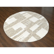 Load image into Gallery viewer, 8&#39;x8&#39; Soft Colors, Soft Pile, Thick Chunky Texture, Pure Wool, Tone on Tone, Natural Abrash, Sustainable, Hand Knotted, Round Oriental Rug FWR507738