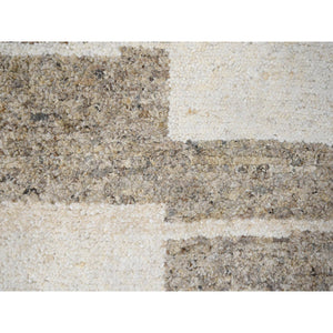 8'x8' Soft Colors, Soft Pile, Thick Chunky Texture, Pure Wool, Tone on Tone, Natural Abrash, Sustainable, Hand Knotted, Round Oriental Rug FWR507738