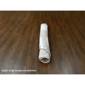 8'x8' Soft Colors, Soft Pile, Thick Chunky Texture, Pure Wool, Tone on Tone, Natural Abrash, Sustainable, Hand Knotted, Round Oriental Rug FWR507738