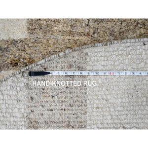 8'x8' Soft Colors, Soft Pile, Thick Chunky Texture, Pure Wool, Tone on Tone, Natural Abrash, Sustainable, Hand Knotted, Round Oriental Rug FWR507738
