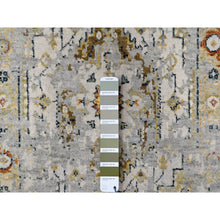 Load image into Gallery viewer, 2&#39;x3&#39; Smoky White, Broken And Erased Persian Heriz Medallion Design, Dense Weave, Organic Wool, Hand Knotted, Mat Oriental Rug FWR507780