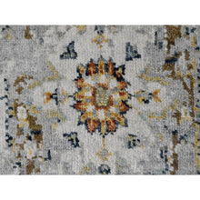 Load image into Gallery viewer, 2&#39;x3&#39; Smoky White, Broken And Erased Persian Heriz Medallion Design, Dense Weave, Organic Wool, Hand Knotted, Mat Oriental Rug FWR507780