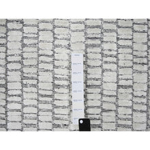 Load image into Gallery viewer, 12&#39;2&quot;x15&#39; Lexicon White And Luxury Black, Modern Textured And Variegated Line Design,100% Wool, Hand Loomed, Oversized Oriental Rug FWR507792