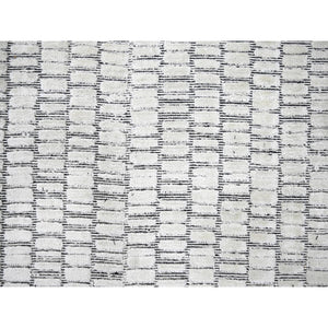 12'2"x15' Lexicon White And Luxury Black, Modern Textured And Variegated Line Design,100% Wool, Hand Loomed, Oversized Oriental Rug FWR507792