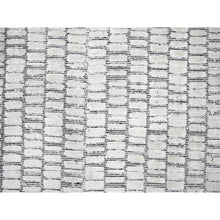 Load image into Gallery viewer, 12&#39;2&quot;x15&#39; Lexicon White And Luxury Black, Modern Textured And Variegated Line Design,100% Wool, Hand Loomed, Oversized Oriental Rug FWR507792