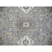 Load image into Gallery viewer, 6&#39;x6&#39; Lavender Gray, Hand Knotted, Vegetable Dyes, Karajeh Design With Geometric Medallion, Extra Soft Wool, Round Oriental Rug FWR507834