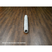 Load image into Gallery viewer, 6&#39;x6&#39; Lavender Gray, Hand Knotted, Vegetable Dyes, Karajeh Design With Geometric Medallion, Extra Soft Wool, Round Oriental Rug FWR507834