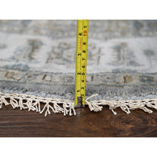 Load image into Gallery viewer, 6&#39;x6&#39; Lavender Gray, Hand Knotted, Vegetable Dyes, Karajeh Design with Geometric Medallion, Extra Soft Wool, Round Oriental Rug FWR507834