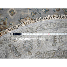 Load image into Gallery viewer, 6&#39;x6&#39; Lavender Gray, Hand Knotted, Vegetable Dyes, Karajeh Design With Geometric Medallion, Extra Soft Wool, Round Oriental Rug FWR507834