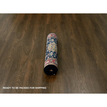 Load image into Gallery viewer, 3&#39;2&quot;x5&#39; Denim Black, Karajeh Design With All Over Pattern, Vegetable Dyes, Soft Pile, Pure Wool, Hand Knotted, Oriental Rug FWR507972