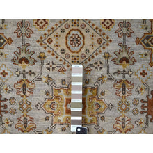 Load image into Gallery viewer, 4&#39;2&quot;x9&#39;10&quot; Goose Gray, Karajeh Design With Tribal Medallions, Pure Wool, Hand Knotted, Wide Runner Oriental Rug FWR507990