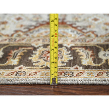 Load image into Gallery viewer, 4&#39;2&quot;x9&#39;10&quot; Goose Gray, Karajeh Design With Tribal Medallions, Pure Wool, Hand Knotted, Wide Runner Oriental Rug FWR507990