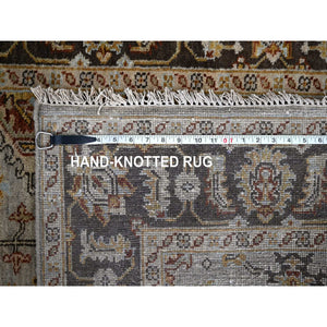 4'2"x9'10" Spanish Gray, Afghan Angora Oushak with All Over Vines Design, Vegetable Dyes, Hand Knotted, Pure Wool, Wide Runner, Oriental Rug FWR120408
