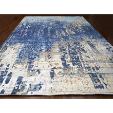 Load image into Gallery viewer, 13&#39;9&quot;x17&#39;9&quot; Space Cadet Blue, Mosaic Design, Wool And Silk, Hand Knotted, Oversized Oriental Rug FWR508080