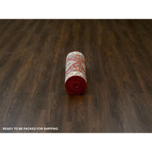 Load image into Gallery viewer, 2&#39;7&quot;x12&#39; Fire Brick Red, Karajeh With Geometric Medallions Design, Pure Wool, Hand Knotted, Runner Oriental Rug FWR508104