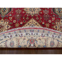 Load image into Gallery viewer, 12&#39;x12&#39; Fire Brick Red, Karajeh With Geometric Medallions Design, Pure Wool, Hand Knotted, Round Oriental Rug FWR508116
