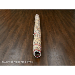 12'x12' Fire Brick Red, Karajeh With Geometric Medallions Design, Pure Wool, Hand Knotted, Round Oriental Rug FWR508116