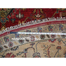 Load image into Gallery viewer, 12&#39;x12&#39; Fire Brick Red, Karajeh With Geometric Medallions Design, Pure Wool, Hand Knotted, Round Oriental Rug FWR508116