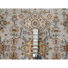 Load image into Gallery viewer, 4&#39;2&quot;x12&#39; Goose Gray, Pure Wool, Hand Knotted, Karajeh Design With Tribal Medallions, Wide Runner Oriental Rug FWR508146